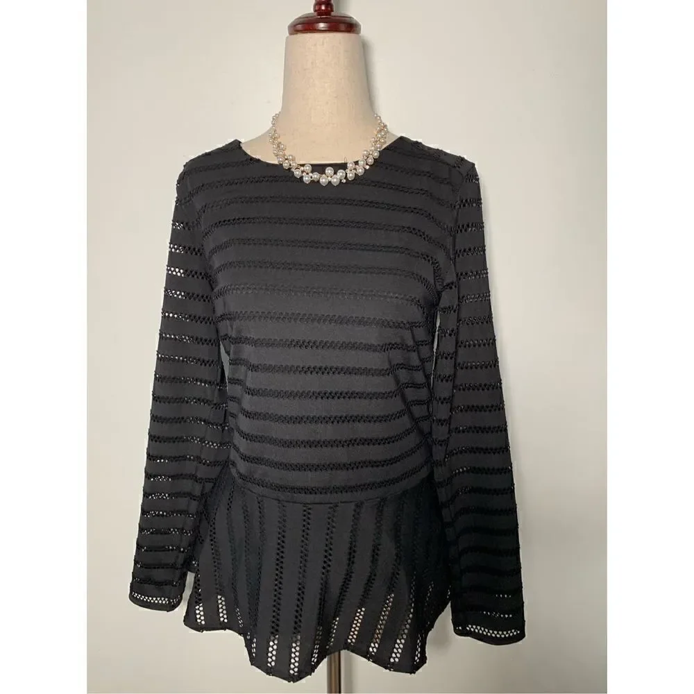 Banana republic long sleeve black shirt blouse top new size xs